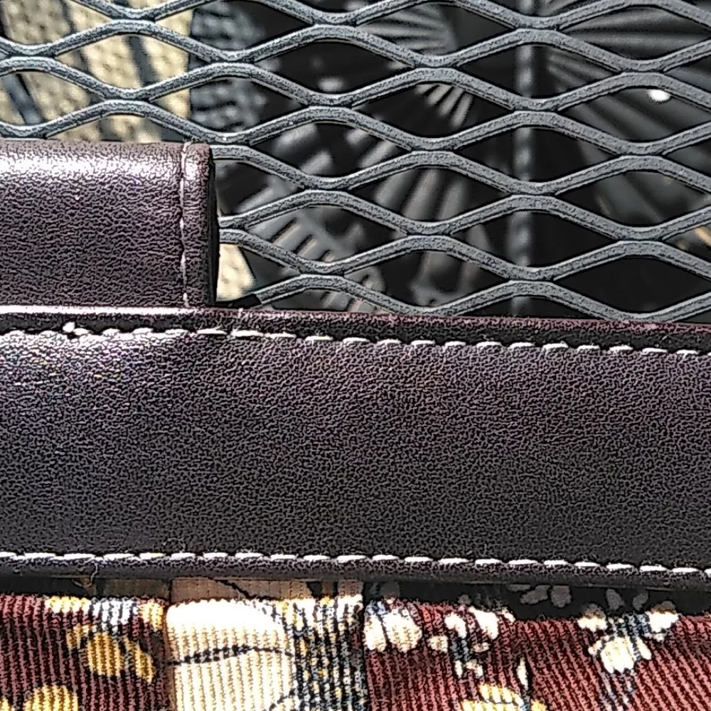 Floral‎ Quilted Canvas Tote  — Brown Trim, Multi‑Color Flowers